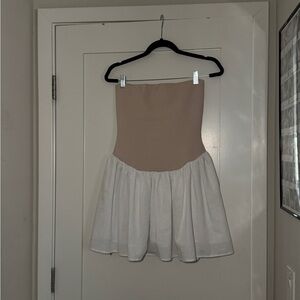 MESHKI Hannah Knit And Linen Mini Dress - Natural/White